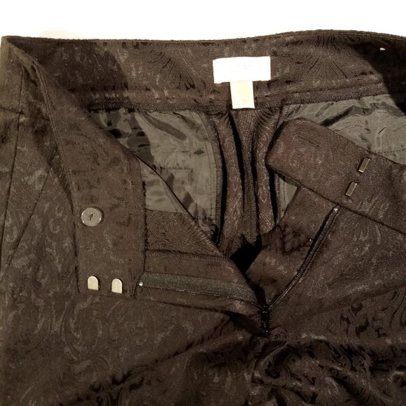 LOFT Pants  sz 10  Black  Textured  Paisley  Tapered Leg  Slim Ankle  Pockets - Picture 7 of 11
